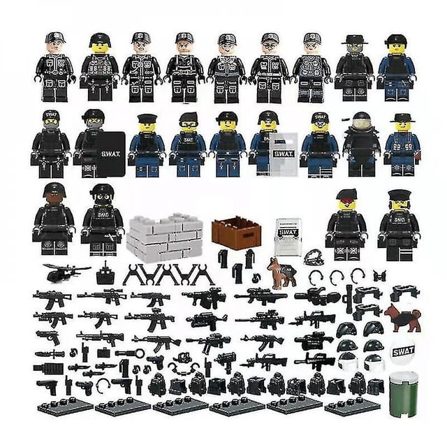 Juego de 22 Minifiguras EHI, serie militar, bloques de construcción