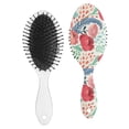 thumbnail image 2 of Hair Brush Floral Rose Cushion Base Hair Brushes Touch Paddle Oval Hairbrush, 2 of 7