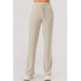 thumbnail image 2 of Fleece Lined Waffle Texture Straight Leg Pants - Heather Oatmeal, 2 of 10