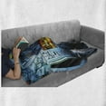 thumbnail image 6 of Outer Space Soft Flannel Fleece Blanket, Space Ship Station Base Control Room Technology Elements Features Image, Cozy Plush for Indoor and Outdoor Use, 50" x 70", Blue Black Orange, by Ambesonne, 6 of 6
