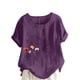thumbnail image 1 of Camisetas de Manga Corta para las Mujeres Impreso Botón de Manga Corta Camiseta Blusa Poliéster, Ropa Casual Mirar Superior para las Mujeres, 1 of 8