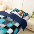 thumbnail image 3 of Homewish Vintage Blue Checkered Twin Comforter Sets,Grunge Abstract Art Bedding Set,Navy Blue Reversible,2-Piece,1 Comforter and 1 Pillowcase, 3 of 7