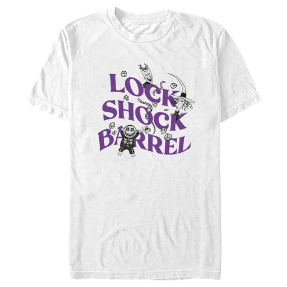 Men's The Nightmare Before Christmas Lock Shock and Barrel Graphic Tee White 3X Large