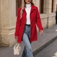 thumbnail image 5 of Edvintorg Womens Trench Coat Solid Color Long Sleeve Loose Long Jacket Turndown Collar Casual Button Down Outerwear with Pocket Woman Clothes Red S-2XL, 5 of 7