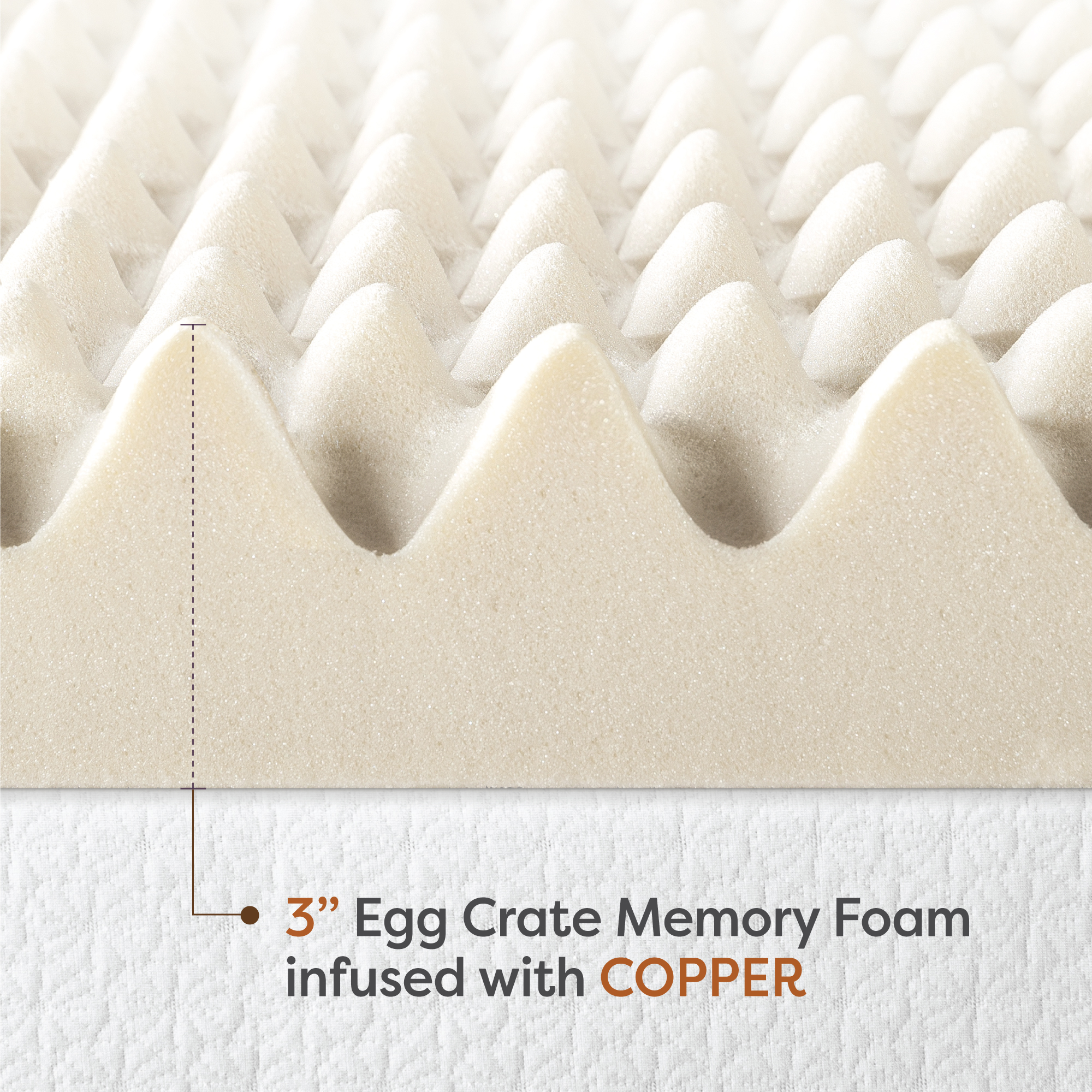 Mellow 3" Egg Crate Memory Foam Mattress Topper with Copper Infusion, Full - image 5 of 7
