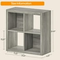 thumbnail image 6 of Bookshelf with Storage Bins, 4-Cube Storage Organizer with Back Panels, Modern Wood Open Bookcase, Multifunctional Display Shelf for Living Room, Bedroom, Home Office, Gray Oak, 6 of 7