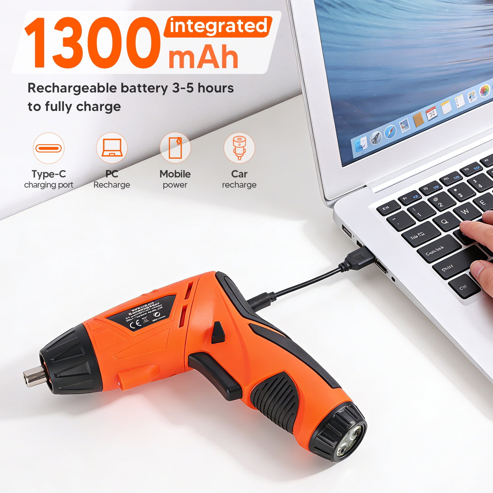 Small Hand-Held Electric Screwdriver Electric Screwdriver Set Handheld cordless drill Rechargeable Tool Can Be Rotated 90° Foldable Hand Drill Screwdriver Head 47-Piece Set with LED Light