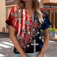thumbnail image 2 of MuXiKeJi Clothes Womens 4th of July V Neck Shirt American Flag Graphic Short Sleeve Patriotic Tee Casual Summer Tops, 2 of 4