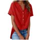 thumbnail image 3 of TaTaai Summer V Neck Casual Top, Women's Half Button Open Front Design, Linen Inspired Short Sleeve Solid Color Shirt Gift, 3 of 9