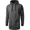 thumbnail image 5 of Ma Croix Mens Marled Lightweight Fleece Longline Pullover Hoodie, 5 of 5