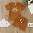 thumbnail image 2 of Coerni Summer Beach Leisure Outfit for Toddler Boys Girls Short Sleeve Cotton Ribbed T Shirt Pullover Tops Shorts Outfits, 2 of 8