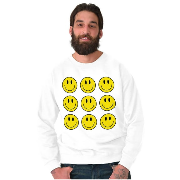 Positive Happy Faces Smile Emoticons Sweatshirt for Men or Women Brisco Brands S
