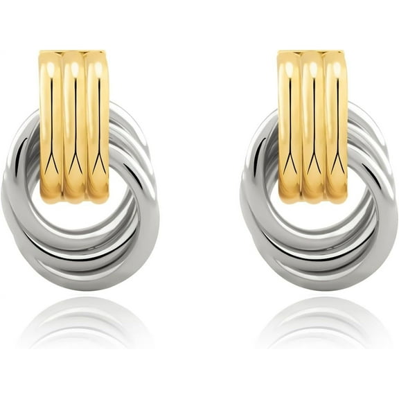 PRIYAL Small Knot Earrings Gold Silver Geometric Earrings for Women Dainty Gold and Silver Plated Dangle Drop Earrings Hypoallergenic and Lightweight Fashion Trendy Jewelry Gifts