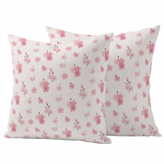 Outdoor Waterproof Pillow Covers Spring Pink Cherry Blossoms Decorative Throw Pillow Protectors,Pillowcase Cushion Cases for Patio Sofa Garden Couch,16x16in,Pack of 2