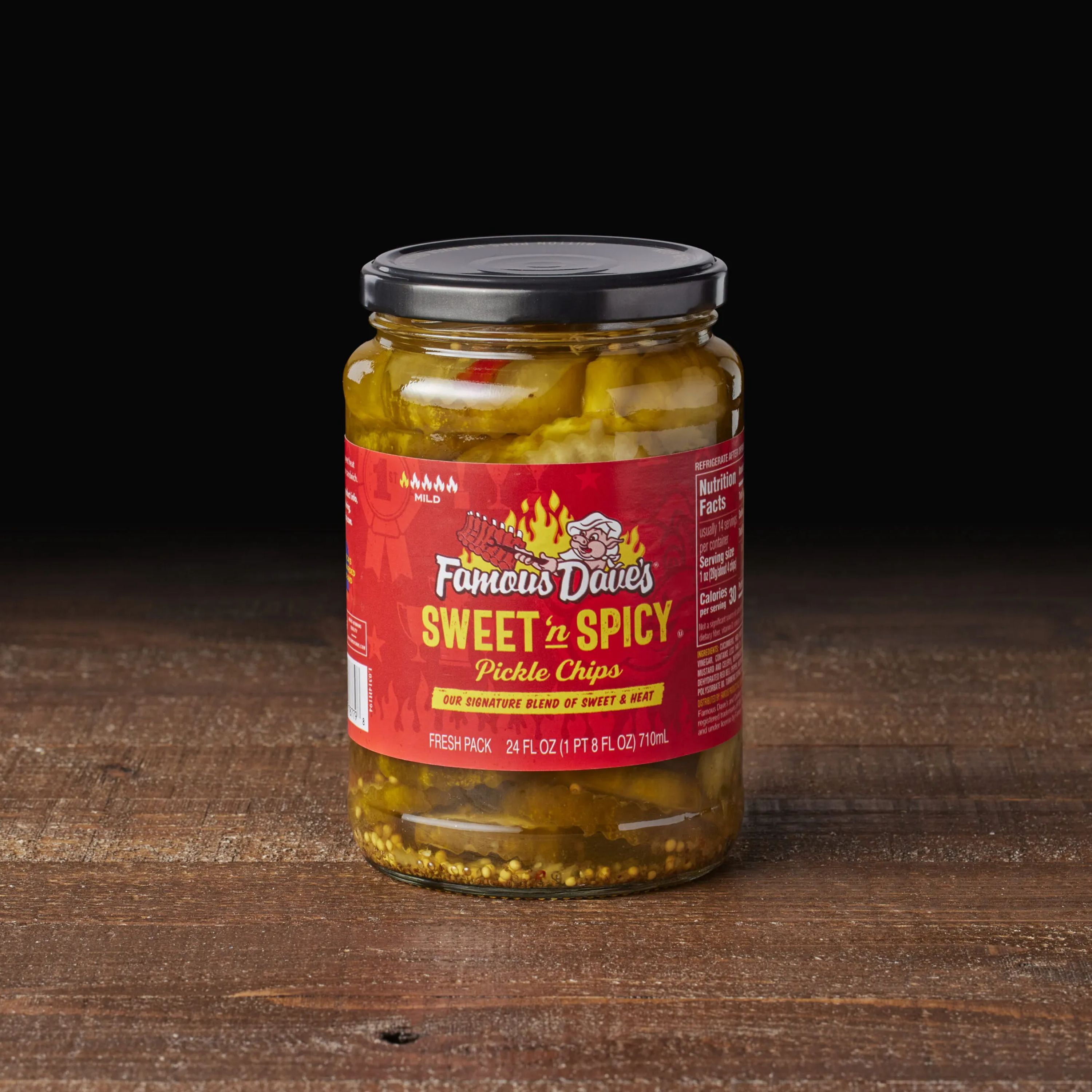 (5 pack) Famous Dave's Sweet 'N Spicy Pickle Chips, 24 fl oz Jar