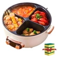 thumbnail image 1 of Multifunctional Four-Grid Electric Cooker, Multifunctional Stew Pot with Independent Temperature Control on Both Sides, 6L Large Capacity, One Pot with 4 Flavors, 1 of 6