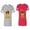 Men Heather / Women Red, variant on King Queen Red Gold Crown Unisex Couple Matching Cotton Jersey style T-Shirt Contrasting stripes on sleeves (Men Heather / Women Black) (Men S / Women S)