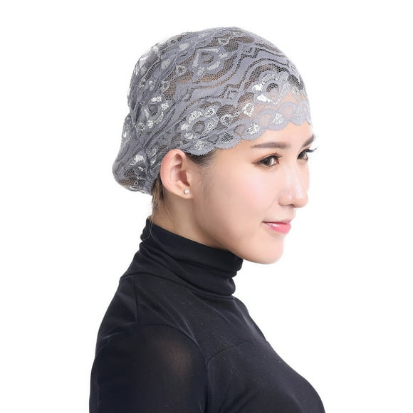 Women Muslim Stretch Lace Turban Hat Chemo Cap Hair Loss Head Scarf Wrap Cap