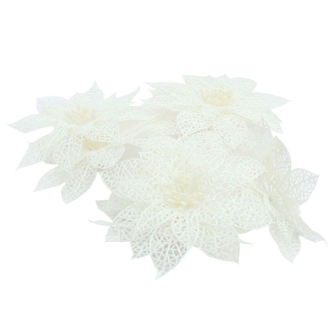 10-Pack Christmas Tree Decorative Ornaments Artificial Glitter Powder Flowers White