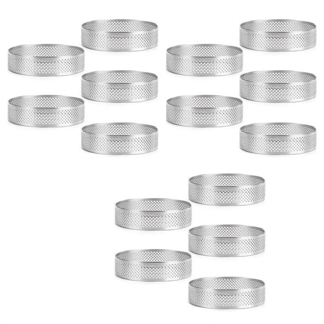 Anillo de tarta perforado, 15 piezas de 5 cm, anillo de mousse para pastel perforado, anillos de tarta redondos para hornear y postres