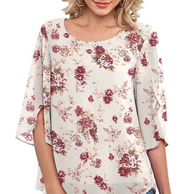 Camiseta de gasa informal, camiseta de cuello redondo para mujer, camiseta de gasa para mujer, camiseta de gasa de media manga, compacta y ligera