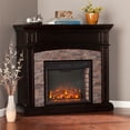 thumbnail image 2 of Grantham Faux Stone Corner Electric Media Fireplace - Ebony, 2 of 3