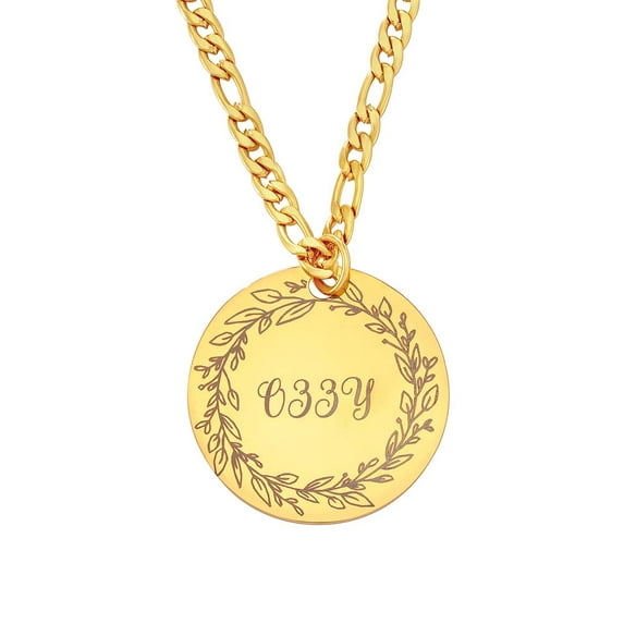 Custom Round Pendant Name Necklace Personalised Jewelry Gift for Men,Gold