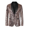 thumbnail image 5 of Lars Amadeus Sequin Tuxedo for Men's Argyle Pattern Peak Lapel Prom Shiny Blazer, 5 of 5
