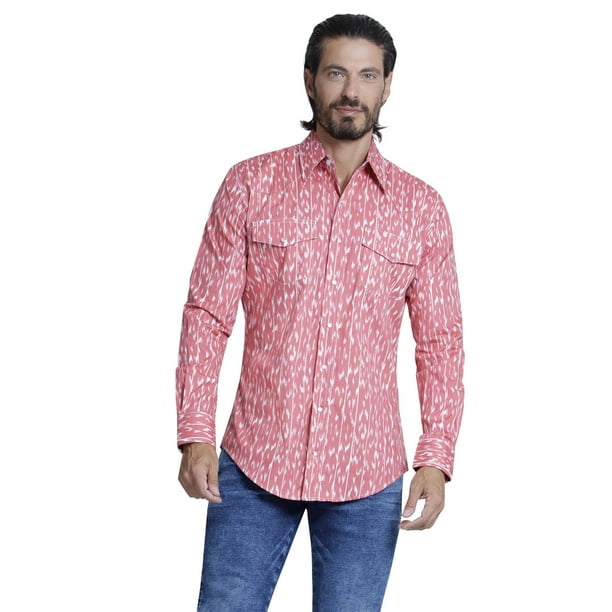 Camisa Vaquera Hombre Wrangler Regular Fit Manga Larga 958 rojo M