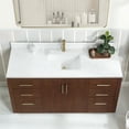 thumbnail image 4 of Vinnova San 60" Single Sink Wood Bath Vanity with Mirror in Natural Walnut/White, 4 of 16
