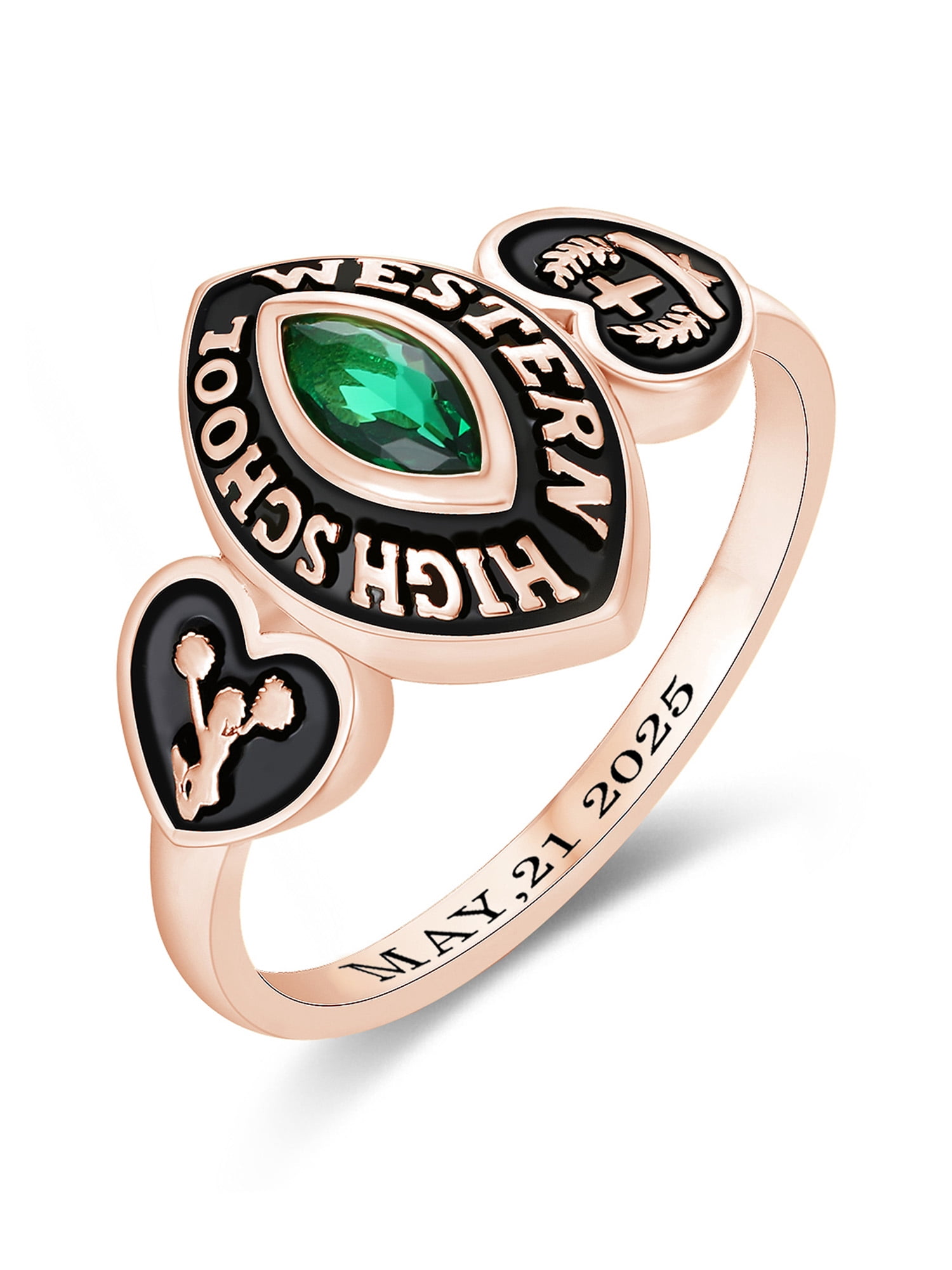 Mementos USA Custom Sterling Silver Class Rings for Women High School and College-Rose Gold-Royalty