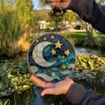 thumbnail image 3 of Moon and Stars Painted Stained Glass Suncatcher, Window Hanging Decor, Outdoor Sun Catcher Decor, Nursery Room Décor, 3 of 5