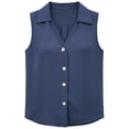 thumbnail image 5 of CUSTG Casual Blouses For Women Simple Solid Color Sleeveless Collared Blouse Button Down Shirt Lightweight Summer Tops Work Classic Dailywear, 5 of 5