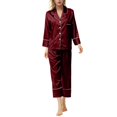 thumbnail image 1 of Gibobby Conjunto pijama mujer invierno Pijamas para mujer, conjunto de pijamas para mujer, pijamas de talla grande para mujer, tirantes de encaje para mujer(Vino,G), 1 of 4