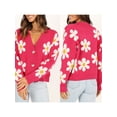 thumbnail image 2 of Michellecmm Women's Flower Cardigan Loose Deep V Neck Long Sleeve Button Down Sweater Casual Streetwear, 2 of 9