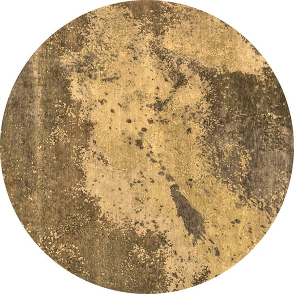 Ahgly Company Indoor Round Oriental Brown Industrial Area Rugs, 4' Round