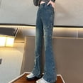 thumbnail image 5 of Low Rise Jeans Girls Wide Leg Jeans Large Front Patch Pockets Washed Denim Pants | Retro girls wide leg denim pants with distinct large front patch pockets, building a perfect versatile casual outfit, 5 of 9