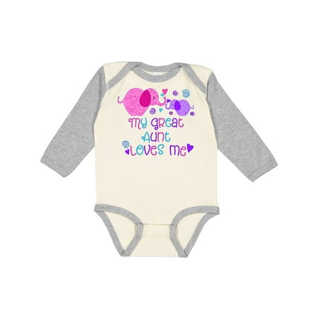 

Inktastic My Great Aunt Loves Me- Cute Elephants Gift Baby Boy or Baby Girl Long Sleeve Bodysuit