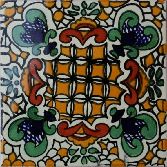4.2x4.2 Brozas Talavera Mexican Tile, Set of 9 pcs