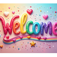 thumbnail image 3 of Colorful Welcome Banner with Confetti and Balloons Party Decoration Backdrop Bunting Flags Celebration Background Event Photography Props, 3 of 3