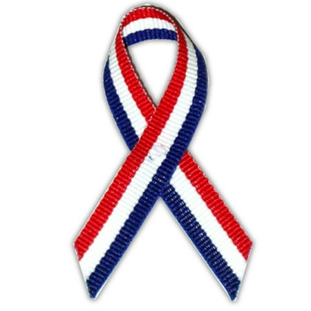 Red White Blue American Flag USA Cloth Awareness Ribbon - 25 Pack w/ Safety Pins
