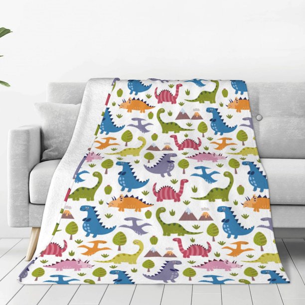 Balery Cute Dinosaur Manta de Felpa Suave y Acogedora – Cobija de Franela Aterciopelada para Cama, Lavable y Cálida para Sofá, Mascotas, Transpirable-50"x40"