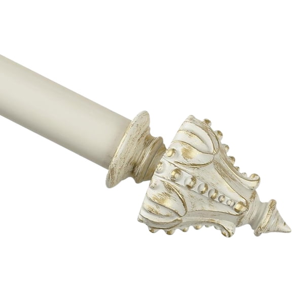 Urbanest Adjustable Single Curtain Rod Set Gilded Regale Finials – 1 - Inch Diameter, With French White Rod, 48–84 Inches