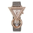 thumbnail image 5 of Xinyolin Rhinestone Triangle Dial Shimmers Watch, Faux Leather Band Women Quartz Wrist Watch, 5 of 5