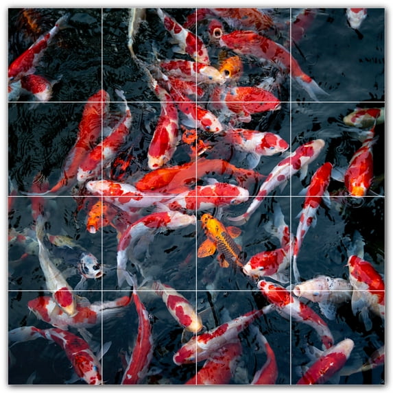 Picture-Tiles.com: Coral Ceramic Tile Wall Mural WAL500422-44S. 17"W x 17"H using (16) 4.25" x 4.25" Ceramic Tiles-Satin Finish