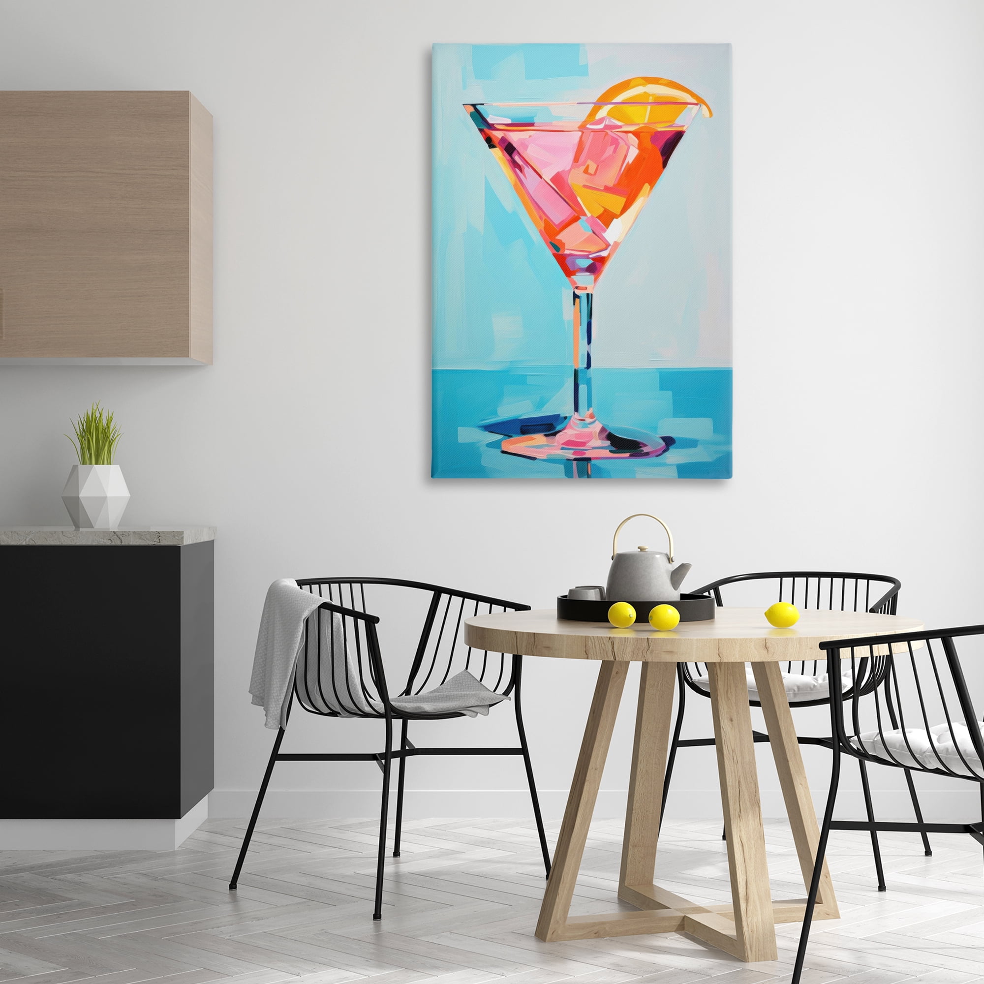 Stupell Industries Blue & Pink Martini Food & Beverage Painting Wrapped Canvas Art Print Wall Art, 30 x 45