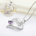 thumbnail image 6 of PYNZY Heart Necklace 925 Sterling Silver Love Heart Pendant with 5MMx5MM Heart Purple Amethyst Birthstone Jewelry for Women Wife as Gift, 6 of 8