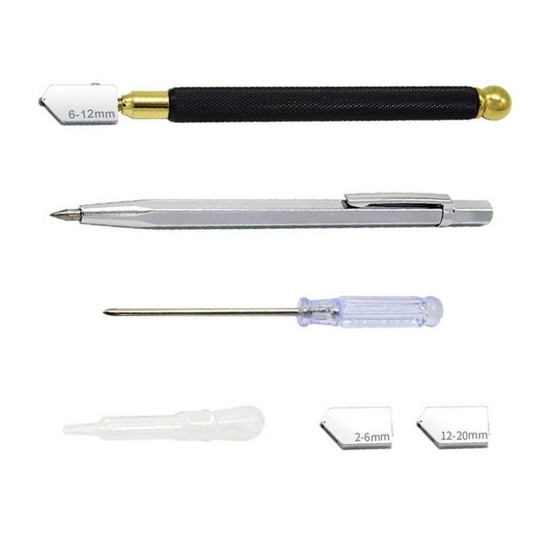 Glass Cutter 2mm-20mm, Upgrade Glass Cutter Tool, Pencil Style Oil Feed  Carbide Tip for Glass Cutting/Tiles/Mirror/Mosaic.