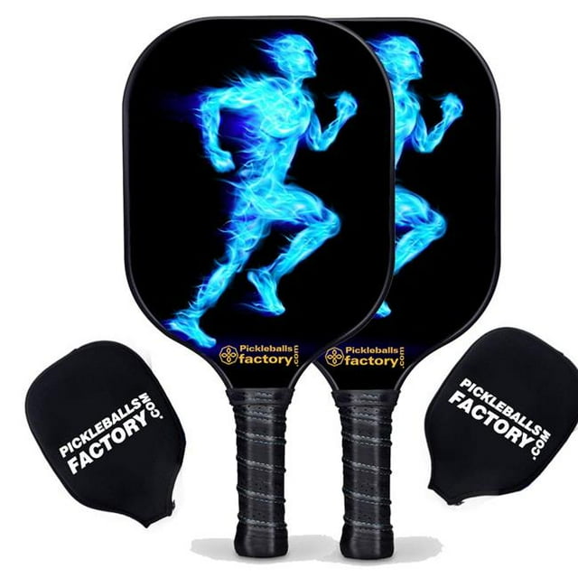 Pickleball Factory PB00038-5-C Best Pickleball Set - Blue Fires Custom Pickleball Paddle, Carbonfiber Graphite