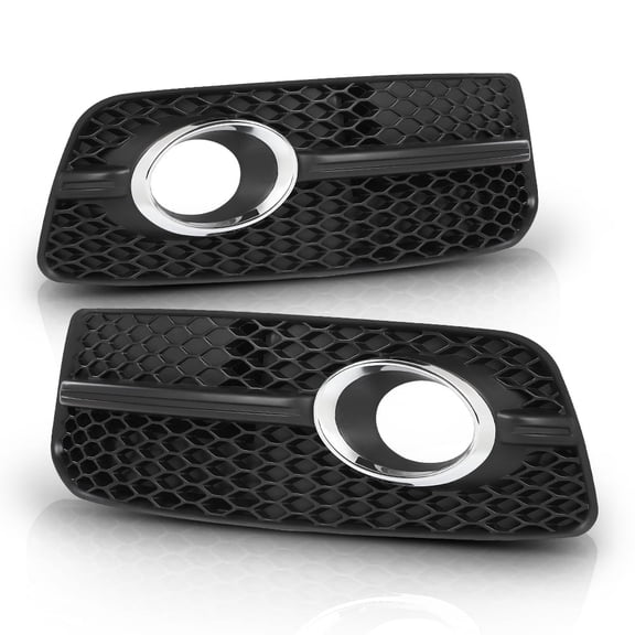 Pair Front Bumper Fog Light Cover Grille Bezel Black W/Chrome Fit For 2009-2012 Audi Q5 8R